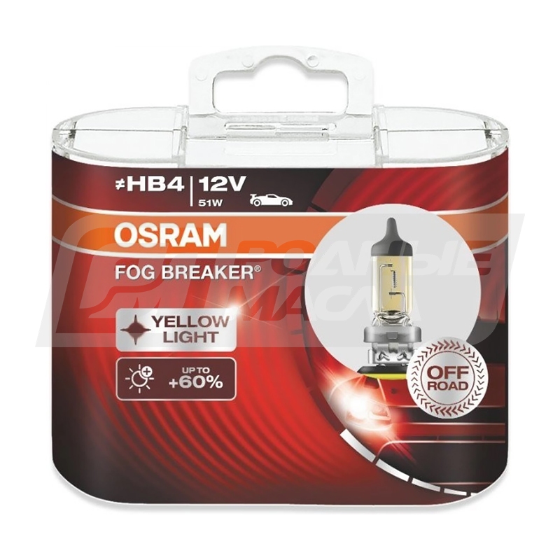 OSRAM Fog Breaker HB4 12V 51W P22d, набор 2шт 9006FBRHCB